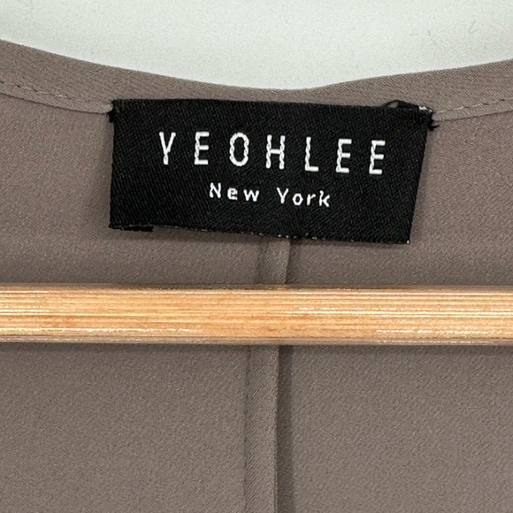 YEOHLEE New York Sz M Open Front Grayish Brown Microfiber Jacket Overcoat I2 - Picture 3 of 5